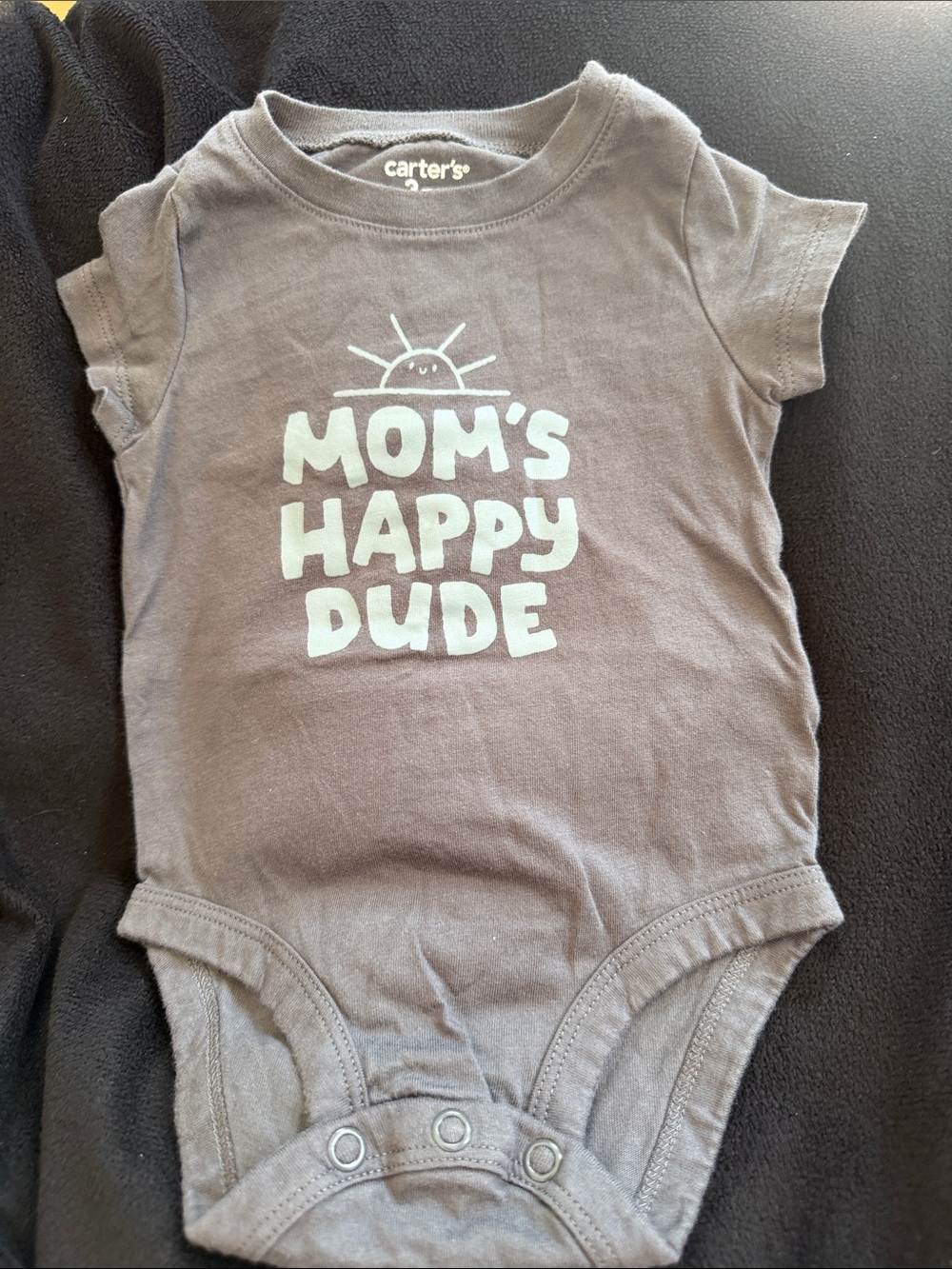 Carter's Gray 'Mom's Happy Dude' Baby One-Piece Bodysuit